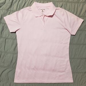 Antigua Womens Pink Fitted ¼ Button Polo Shirt Small